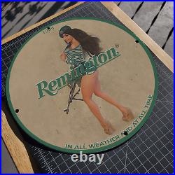 Vintage 1952 Remington Arms And Ammunition Company Porcelain Gas & Oil Sign