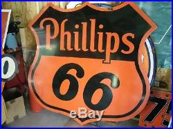 Vintage 1958 Phillips 66 Porcelain 6ft Sign Can Ship Has To Freight Or Pick Up