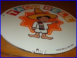 Vintage 1962 Nos Taco Bell Boy Fast Food 11 3/4 Porcelain Metal Gas Oil Sign