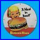 Vintage 1964 Burger King Famous Gas Station Service Man Cave Oil Porcelain Sign