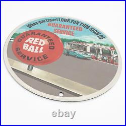Vintage 1966 Atlantic Red Ball Guaranteed Service Porcelain Enamel Gas-oil Sign