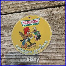 Vintage 1966 Krispy Kreme Doughnuts Woody Porcelain Gas Oil 4.5 Sign