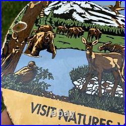 Vintage 1967 Chevrolet Yellowstone National Park Porcelain Metal Gas Oil Sign