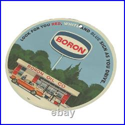 Vintage 1969 Boron Oil Company Porcelain Enamel Gas & Oil Garage Man Cave Sign