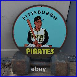 Vintage 1969 Pittsburgh Pirates Porcelain Enamel Gas & Oil Garage Man Cave Sign