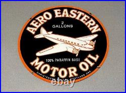 Vintage 24 Aero Eastern Plane Double Sided Dealership Porcelain Sign Gas Oil