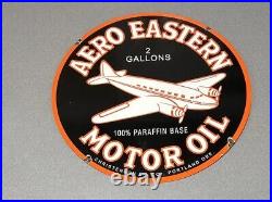 Vintage 24 Aero Eastern Plane Double Sided Dealership Porcelain Sign Gas Oil