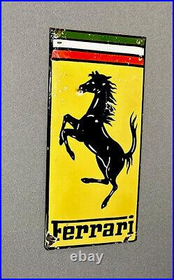 Vintage 24 Domed Ferrari Horse Porcelain Sign Car Gas Truck Gasoline Oil