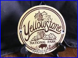 Vintage 6 YellowStone National Park Porcelain Sign RV Camping