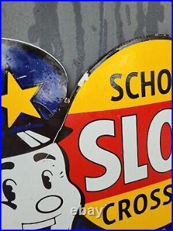 Vintage 7-up Porcelain Sign 40 2sided School Police Soda Beverage Cola Gas Oil