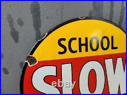 Vintage 7-up Porcelain Sign 40 2sided School Police Soda Beverage Cola Gas Oil