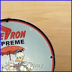 Vintage 8 Chevron Porcelain Sign Gasoline Motor Gas Pump Oil Service Station