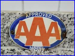 Vintage Aaa Porcelain Sign Hotel Towing Insurance Gas Oil Car Auto Service Bar