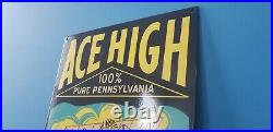 Vintage Ace High Gasoline Porcelain Gas Service Station Service Minnesota Sign