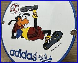 Vintage Adidas Porcelain Sign All Stars Soccer Gas Oil Disney Goofy Samba