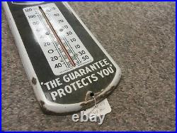 Vintage Advertising Red Seal Batteries Porcelain Thermometer Garage Store M-350