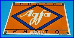 Vintage Agfa Vista Porcelain Gas Pump Plate Camera Film Equipment 35mm Sign