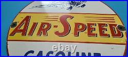 Vintage Air-speed Gasoline Porcelain Gas Oil Airplane Service Station Pump Sign
