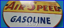 Vintage Air-speed Gasoline Porcelain Gas Oil Airplane Service Station Pump Sign