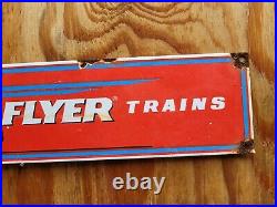 Vintage America Flyer Porcelain Sign Railroad Train Gas Motor Oil Service Toy