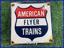 Vintage American Flyer Trains Porcelain Sign Railway Gas Oil Railroad Station