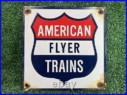 Vintage American Flyer Trains Porcelain Sign Railway Gas Oil Railroad Station