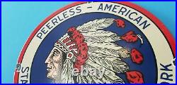 Vintage American Peerless Gasoline Porcelain Standard Oil Service Indian Sign