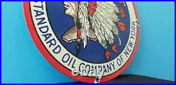 Vintage American Peerless Gasoline Porcelain Standard Oil Service Indian Sign