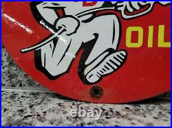 Vintage Andy Dandy Oil Porcelain Sign Motor Gas Garage Service Pump Plate 12