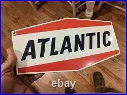 Vintage Atlantic Gas Sign Porcelain Pump Plate Oil Garage rare