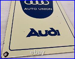 Vintage Audi Porcelain Dealership Sign Gas Oil Stuttgart Germany Ferrari Vw