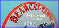 Vintage Bearcat Porcelain General Motors Chevrolet Chevy Ethyl Gas Oil Sign
