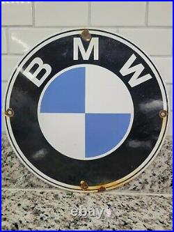 Vintage Bmw Porcelain Sign Car Sales Service Dept Gas Station Oil Dealer German
