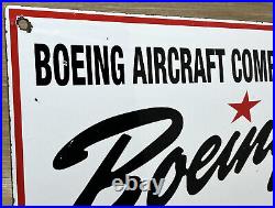 Vintage Boeing Aircraft Company Porcelain Sign Hangar Gas Oil Airplane Airport
