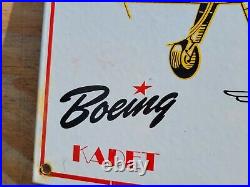 Vintage Boeing Porcelain Sign Stearman Airplane Pilot Aircraft Gas Oil Garage