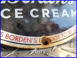 Vintage Borden Porcelain Sign Dairy Farm Ice Cream Milk Cow Butter Daisy Gas Oil
