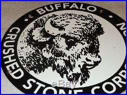 Vintage Buffalo Crushed Stone Corporation 10 Porcelain Metal Gasoline Oil Sign