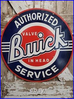 Vintage Buick Porcelain Sign 30 Car Dealer Dbl Sided Gas Motor Oil Auto Service