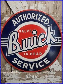 Vintage Buick Porcelain Sign 30 Car Dealer Dbl Sided Gas Motor Oil Auto Service
