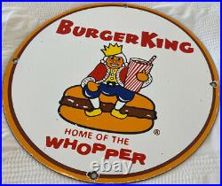Vintage Burger King Porcelain Sign Fast Food Gas Station Pepsi Dew Mcdonalds