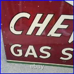 Vintage CHEVRON GAS STATION Sign Porcelain 78 x 36 RARE Standard Oil