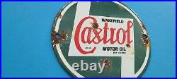 Vintage Castrol Motor Oil Porcelain 6 Gas Auto Service Station Pump Plate Sign