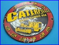 Vintage Caterpillar Porcelain Tractor Equipment Service Station Pump Plate Sign