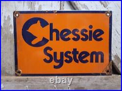 Vintage Chessie System Porcelain Sign Old Train Railroad Engineers Track Gas Oil
