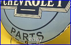 Vintage Chevrolet Heavy Porcelain Sign 12 Round Sales & Service Convex Gas Oil