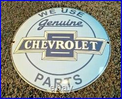 Vintage Chevrolet Porcelain Bow-tie Gas Trucks Service Sales Parts Sign
