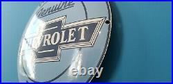 Vintage Chevrolet Porcelain Bow-tie Gas Trucks Service Sales Parts Sign