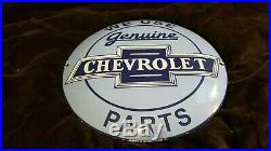 Vintage Chevrolet Porcelain Gas Auto Genuine Parts Button Service Chevy Sign