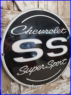 Vintage Chevrolet Porcelain Sign 30 Gm Chevy Ss Gas Motor Oil Camaro Service