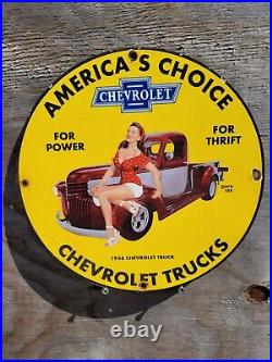 Vintage Chevrolet Porcelain Sign Gas Car Truck Dealer Signage Motor Oil Service